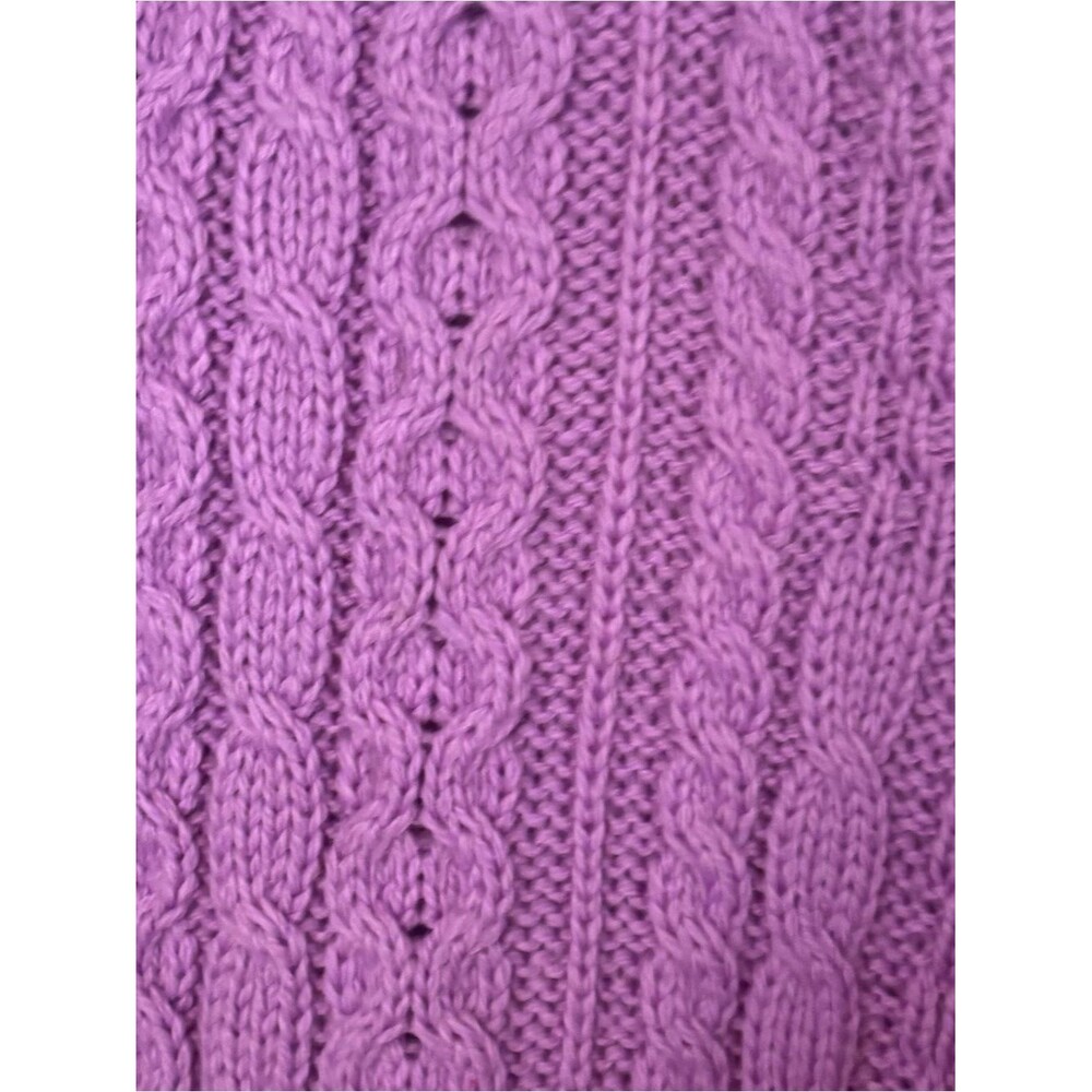 Kilronan Irish Merino Wool Aran Cable Knit Cardigan Sweater 3/4 Sleeves Orchid - Picture 5 of 10